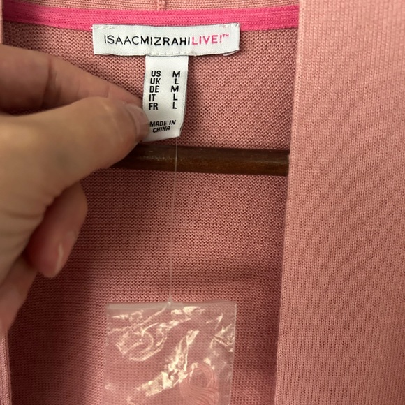 NWT Women’s Isaac Mizrahi Long Open-Front Cardigan, Bubblegum Pink, Size M - Picture 3 of 5